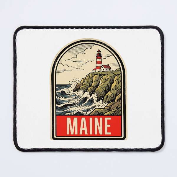 Item preview, Retro Maine Lighthouse Ocean Cliff Vintage Travel Badge Design designed and sold by Paper Drip.