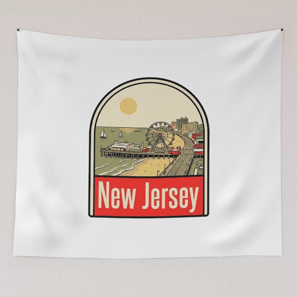 Item preview, Vintage New Jersey Atlantic City Boardwalk Retro Travel Art designed and sold by Paper Drip.