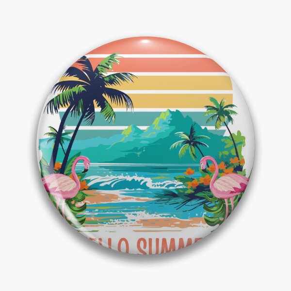Item preview, ​Retro Hello Summer Beach Flamingo Sunset designed and sold by Tamawy.