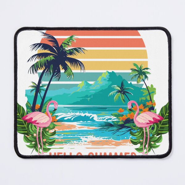 Item preview, Retro Hello Summer Beach Flamingo Sunset designed and sold by Tamawy.