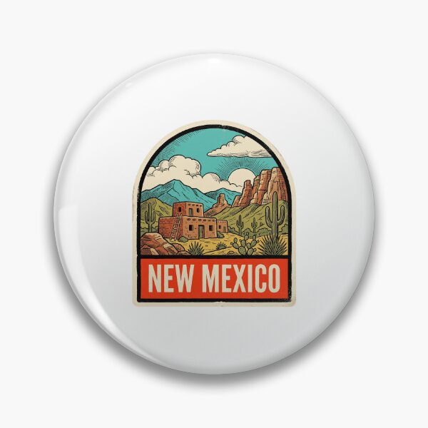 Item preview, Retro New Mexico Adobe Pueblo Desert Vintage Travel Badge designed and sold by Paper Drip.