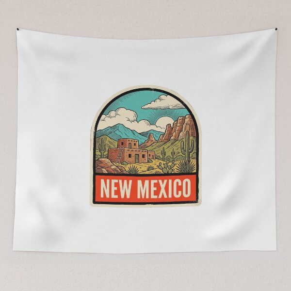 Item preview, Retro New Mexico Adobe Pueblo Desert Vintage Travel Badge designed and sold by Paper Drip.