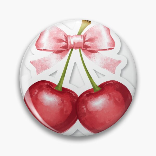 Item preview, Coquette Red Cherries with Pink Ribbon Bow Sticker designed and sold by TrCraftySticks.