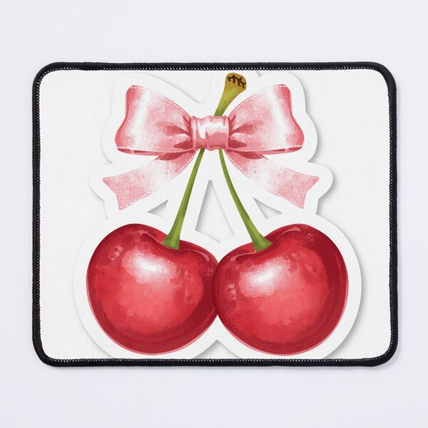 Item preview, Coquette Red Cherries with Pink Ribbon Bow Sticker designed and sold by TrCraftySticks.