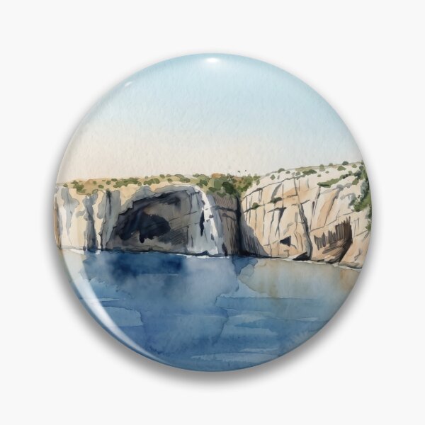 Item preview, Cassis Calanques Watercolor — Mediterranean Coastal Landscape designed and sold by M.ALK.Watercolor.