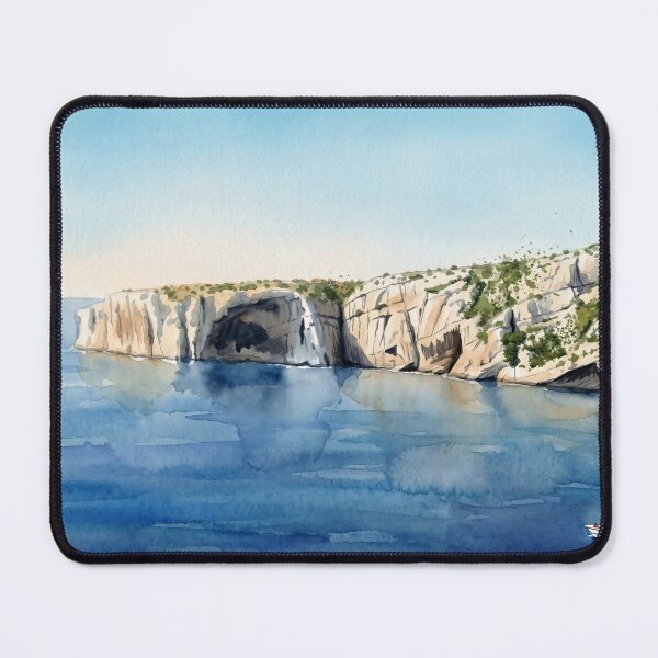 Item preview, Cassis Calanques Watercolor — Mediterranean Coastal Landscape designed and sold by M.ALK.Watercolor.