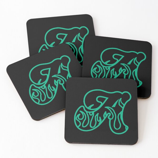 Item preview, Groovy Retro Teal Fiery Letter A Monogram designed and sold by CamilasPrints.