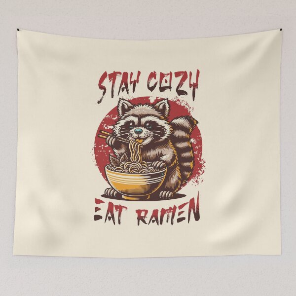 Item preview, Stay Cozy Eat Ramen Cute Raccoon Ramen Noodle Lover Design designed and sold by Sachie's Studio.