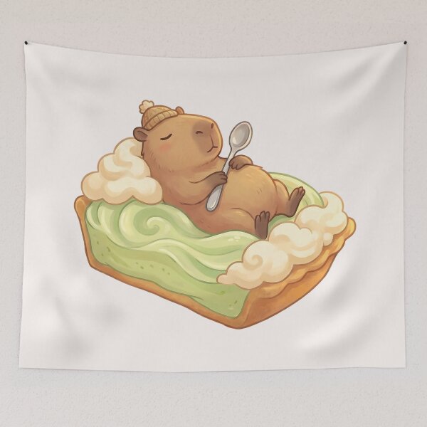 Item preview, Kawaii Capybara Matcha Pie Food Trend designed and sold by MythicCotton.