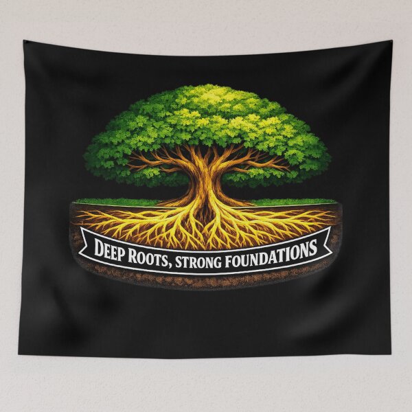Item preview, Deep Roots Strong Foundations – Tree with Golden Roots Motivational Art designed and sold by ArtoryWorks.