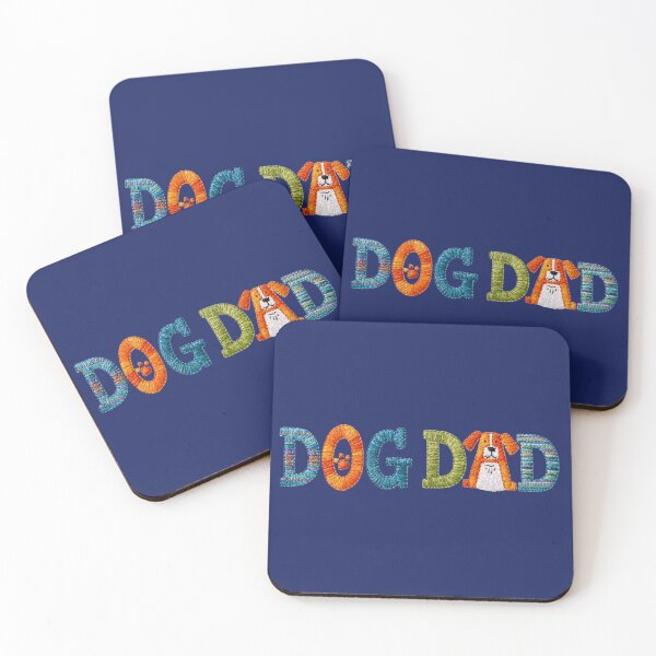 Item preview, Colorful Embroidered Dog Dad Paw Typography designed and sold by MegaNovaArt.