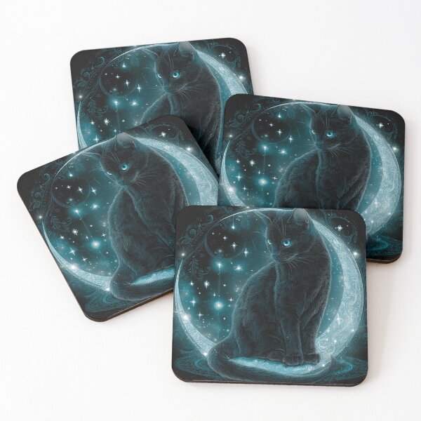 Item preview, Moonlit Cat Under Crescent Moon designed and sold by LovePrintArt.