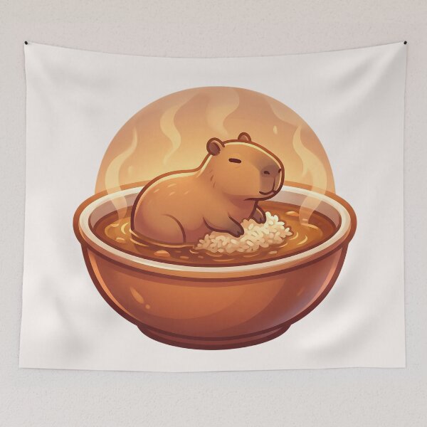 Item preview, Kawaii Capybara Rice Bowl Soup Food Trend designed and sold by MythicCotton.