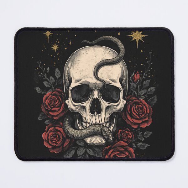 Item preview, Dark Academia Gothic Skull with Red Roses and Celestial Snake designed and sold by TrCraftySticks.