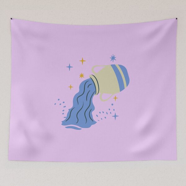 Item preview, Whimsical Aquarius Zodiac Illustration designed and sold by orbitbloom.
