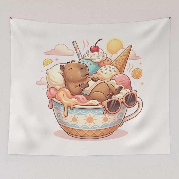 Item preview, Kawaii Capybara Summer Sundae Food Trend designed and sold by MythicCotton.