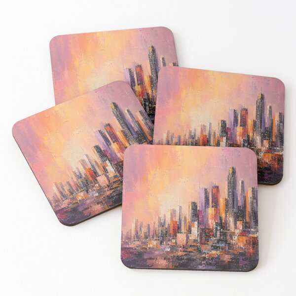 Item preview, Urban Glow Horizon – Textured Abstract Cityscape at Dusk designed and sold by Ingorgia.
