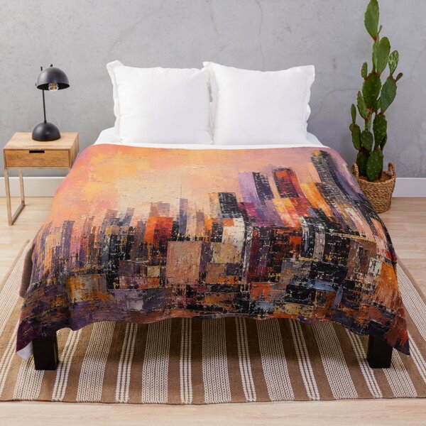 Item preview, Urban Glow Horizon – Textured Abstract Cityscape at Dusk designed and sold by Ingorgia.