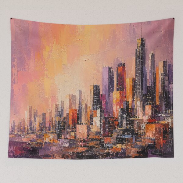 Item preview, Urban Glow Horizon – Textured Abstract Cityscape at Dusk designed and sold by Ingorgia.
