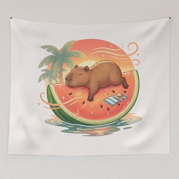 Item preview, Kawaii Capybara Watermelon Summer Food Trend designed and sold by MythicCotton.