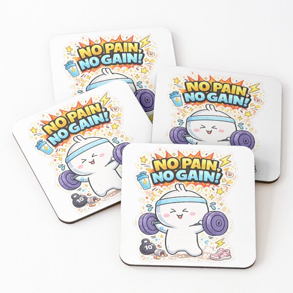 Item preview, No Pain No Gain Cute Gym Bunny | Kawaii Workout Motivation Design | Funny Fitness Rabbit designed and sold by sumodesign.