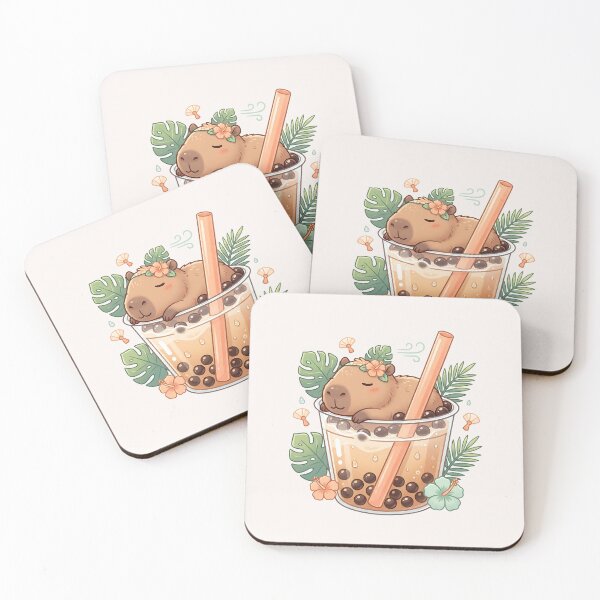 Item preview, Kawaii Capybara Boba Bubble Tea Food Trend designed and sold by MythicCotton.