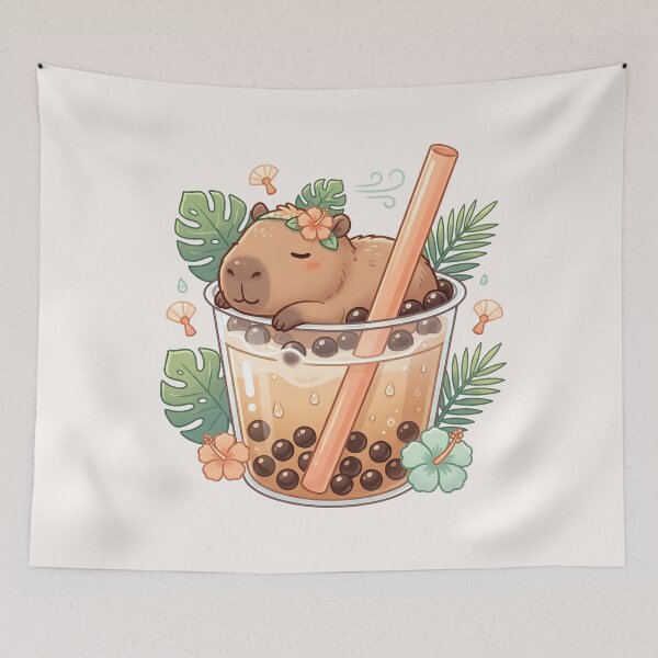 Item preview, Kawaii Capybara Boba Bubble Tea Food Trend designed and sold by MythicCotton.