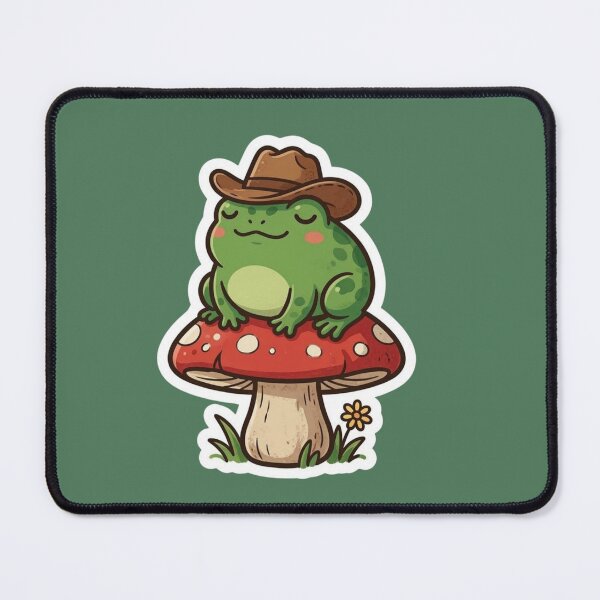 Item preview, Cute cottagecore frog with a cowboy hat designed and sold by design-rebell.