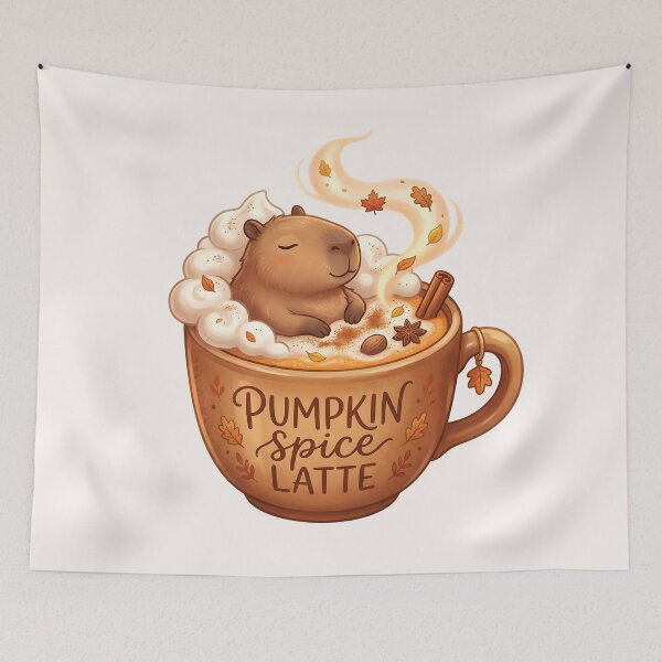 Item preview, Capybara Pumpkin Spice Latte Food Trend designed and sold by MythicCotton.