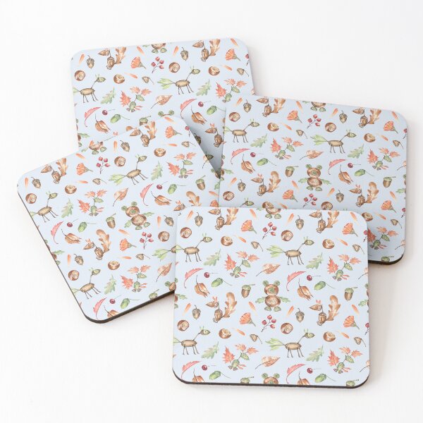 Item preview, Cute Autumn Animals Pattern on Pastel-blue designed and sold by Flowersforbear.