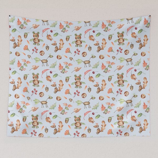 Item preview, Cute Autumn Animals Pattern on Pastel-blue designed and sold by Flowersforbear.