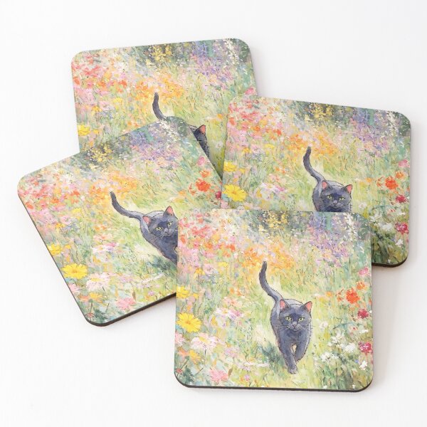 Item preview, Black cat in a flower meadow designed and sold by sid1802.