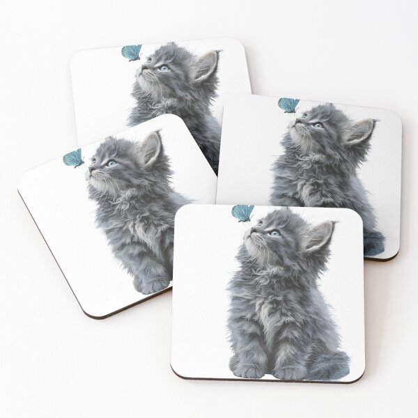 Item preview, Moonlit Kitten and Blue Butterfly designed and sold by LovePrintArt.