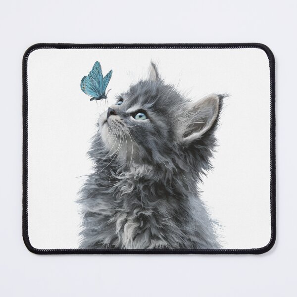 Item preview, Moonlit Kitten and Blue Butterfly designed and sold by LovePrintArt.