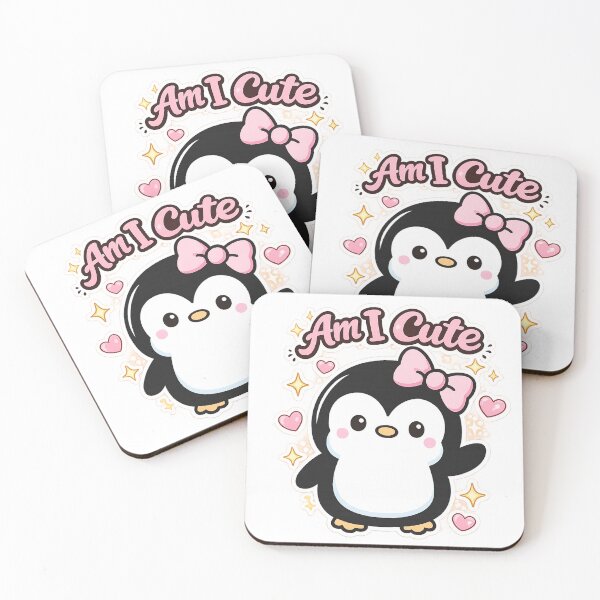 Item preview, Am I Cute Penguin Sticker | Kawaii Penguin with Pink Bow | Cute Animal Gift designed and sold by sumodesign.
