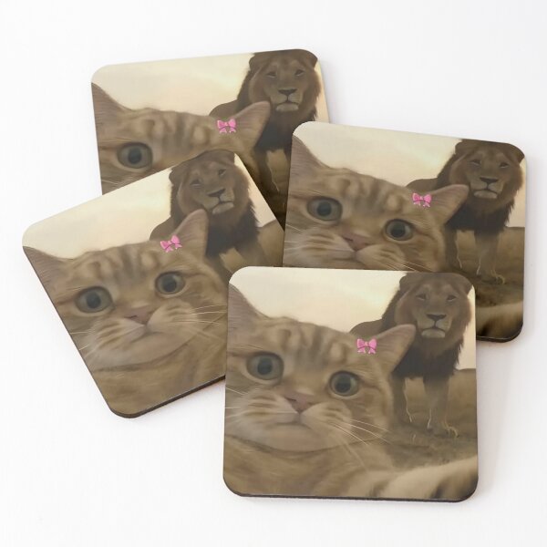 Item preview, Cat Selfie With Lion — Funny Cat Meme designed and sold by Weirdly_Worn.