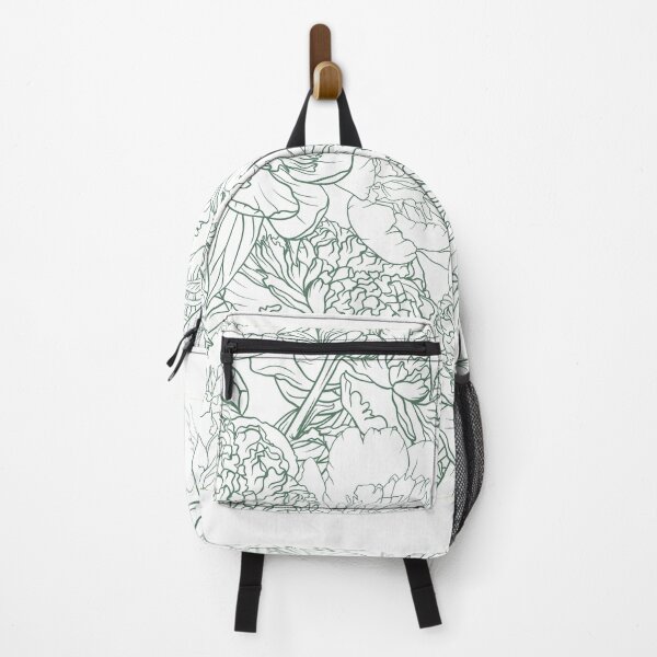 Item preview, Bloom Dark Botanical Art Green Peony Floral Line designed and sold by Tamawy.