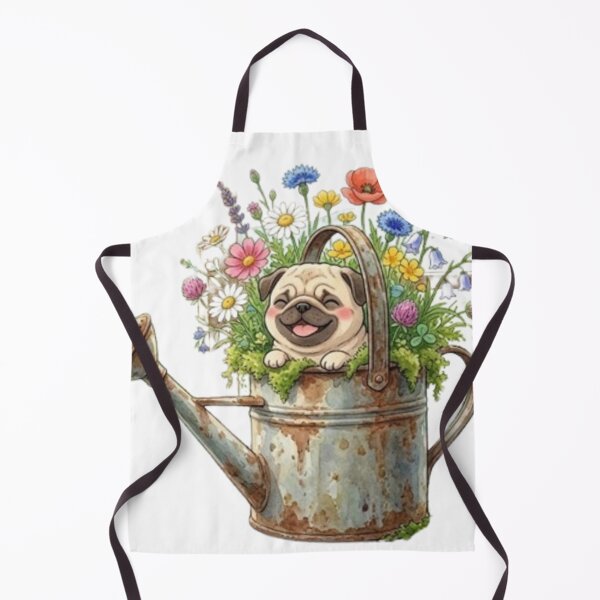 Item preview, Cute Pug Puppy in Vintage Watering Can with Wildflowers designed and sold by Pure Art .