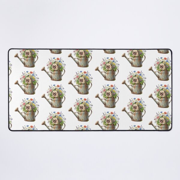 Item preview, Cute Pug Puppy in Vintage Watering Can with Wildflowers designed and sold by Pure Art .