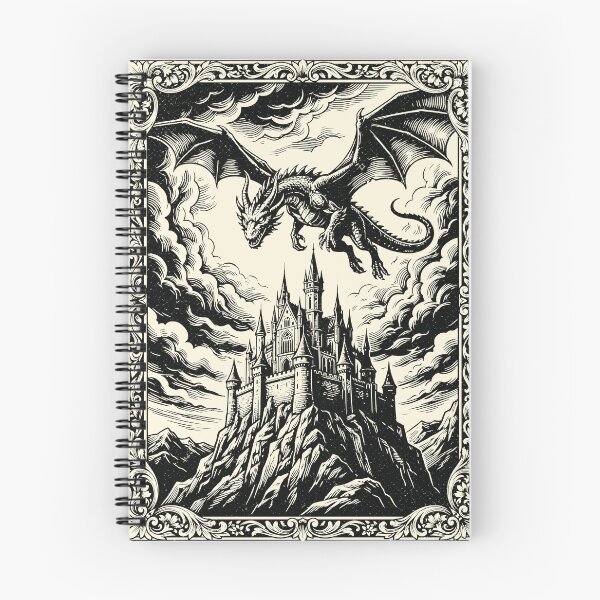 Item preview, Medieval Dragon Attacks Castle Vintage Fantasy Beast designed and sold by Y-Vibes.
