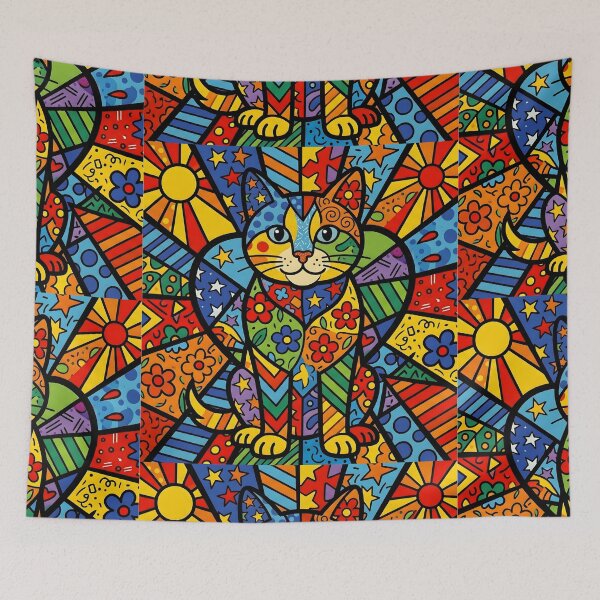 Item preview, Colorful Geometric Pop Art Cat designed and sold by AV.