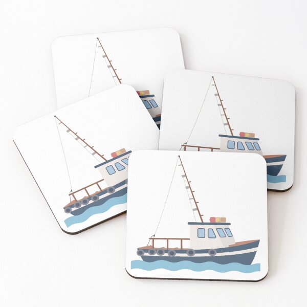 Artikelvorschau, Cute Fishing Boat Ocean Journey Illustration entworfen und verkauft von DailyDoodlesBySumbul.