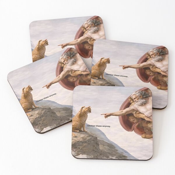 Item preview, Choose Chaos Anyway — Funny Cat Sistine Chapel Meme designed and sold by Weirdly_Worn.