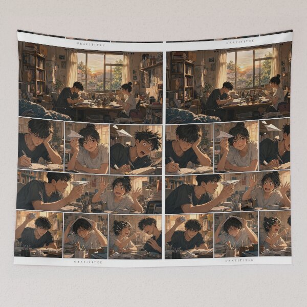 Item preview, Student Life Cozy Reading Room Comic Print designed and sold by Grafititee.