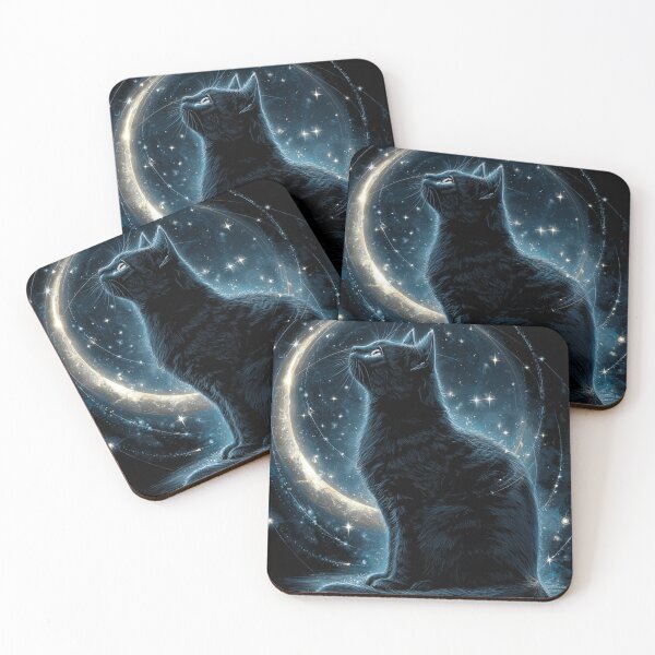 Item preview, Celestial Cat Under Moonlight designed and sold by LovePrintArt.