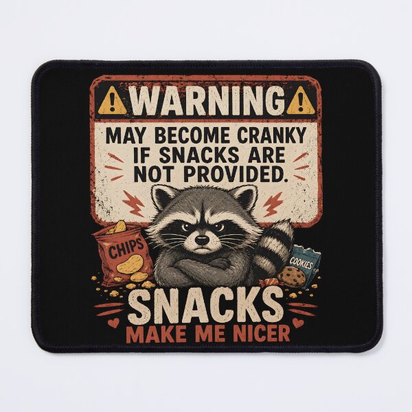 Item preview, Snacks Make Me Nicer Raccoon Design | Funny Snack Lover Trash Panda Meme Gift designed and sold by Lina Caro.