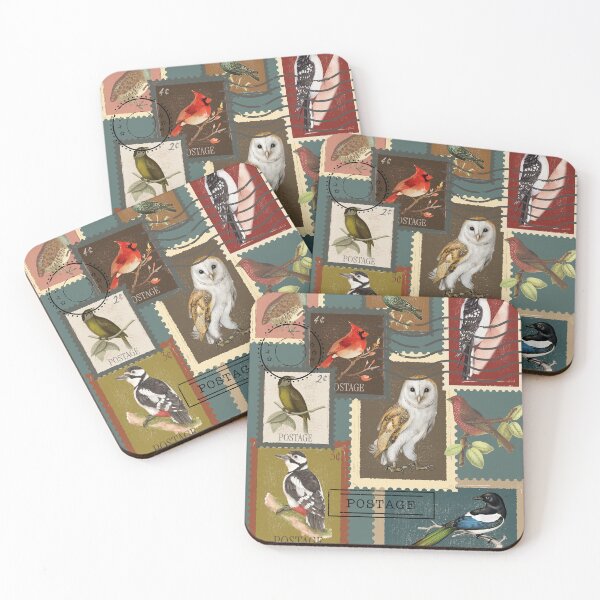 Item preview, Birds vintage stamps designed and sold by InkRiot Studios.