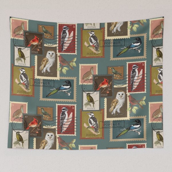 Item preview, Birds vintage stamps designed and sold by InkRiot Studios.