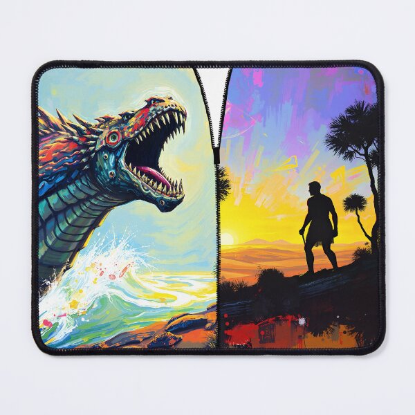 Item preview, Warrior vs Sea Monster: Surreal Zipper Portal Art designed and sold by Daniela`s shop.