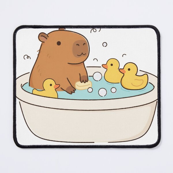 Item preview, Cute Capybara Bath with Rubber Ducks Kawaii designed and sold by Krzepcia.